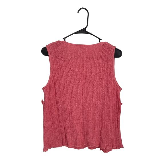 Y2K Knit Babydoll Top L Pink Ruffle Wrap Silk Linen Fairy Coquette Cottage Boho - Picture 2 of 7